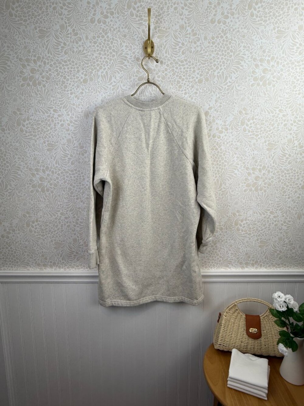 Calvin Klein Jeans Light Gray Archive Logo Fleece Mini Dress - Size - Small - Picture 6 of 8
